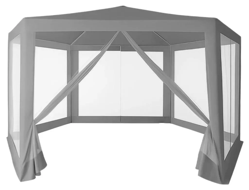 Pavillon de Jardin 2x2 m Anti-Insectes Gris en Toile Haute Densité