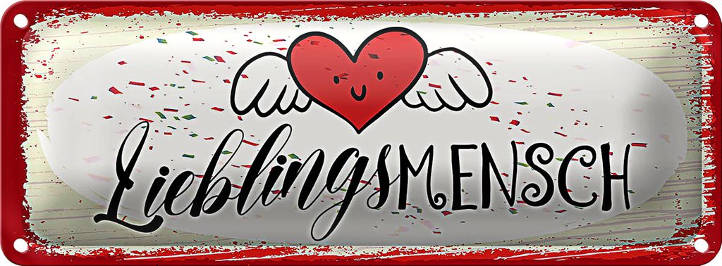 Blechschild Spruch Lieblingsmensch Herz Engel 27x10cm Dekoration