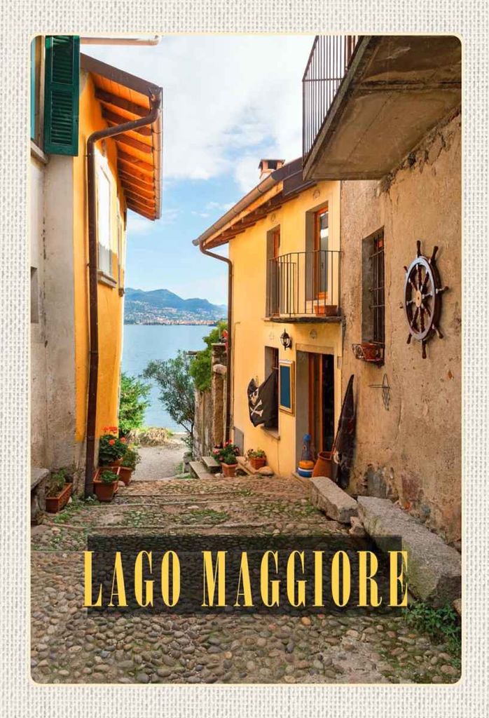 vianmo Holzschild 30x20 cm Isola Bella Lago Maggiore Italien Bildmotiv Reisemotiv Abenteuer Reisen