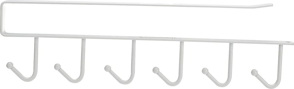 1 Stück weiße Hängehakenleiste für unter Schränke/Küchenschränke, Tassenhalter, Kaffeebecherhalter, 6 Haken, bohrfreier Kaffeetassenhalter