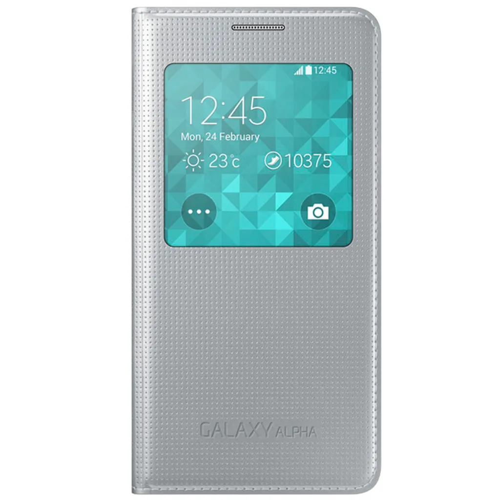 Étui à Rabat S-View Galaxy Alpha EF-CG850BS Protection Fine Argent