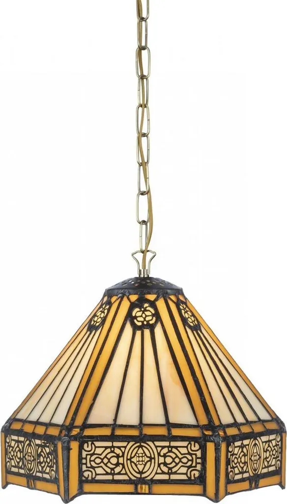 Suspension Tiffany Fait Main en Verre Mosaïque Jaune et Noir 20 cm
