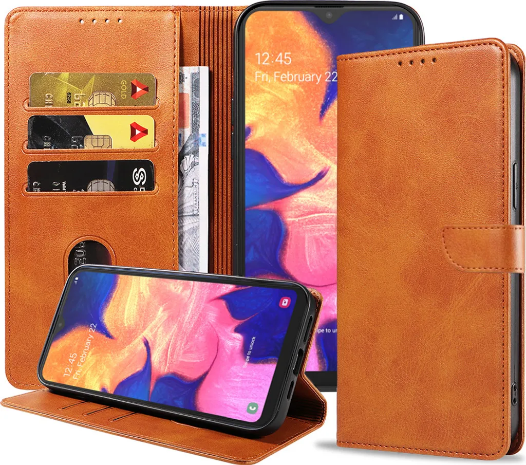 Cover Portafoglio Samsung A10 Marrone con Stand Video Smartphonics