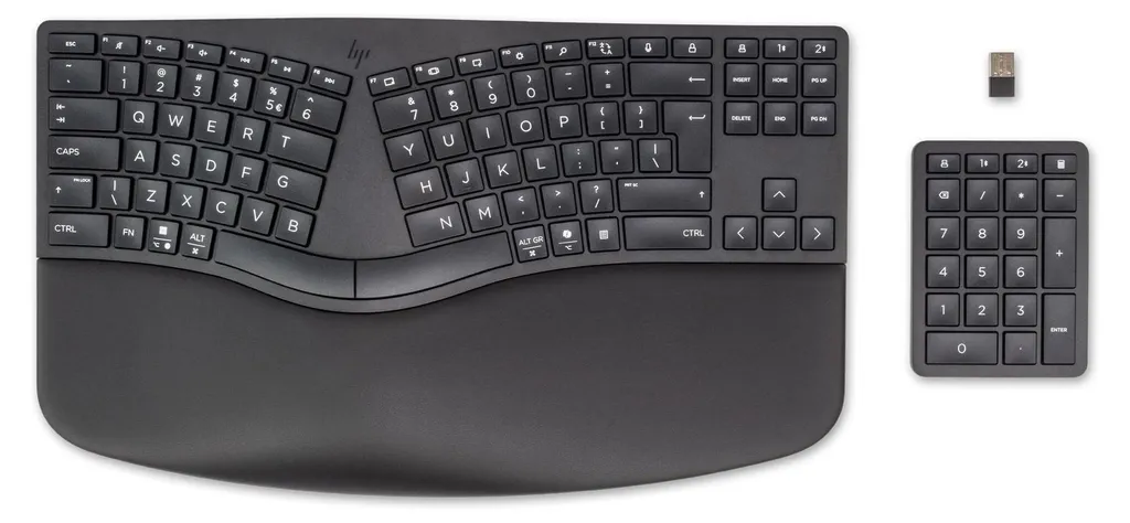 Clavier Ergonomique Sans Fil HP 960 Noir à Membrane avec Connexion Bluetooth