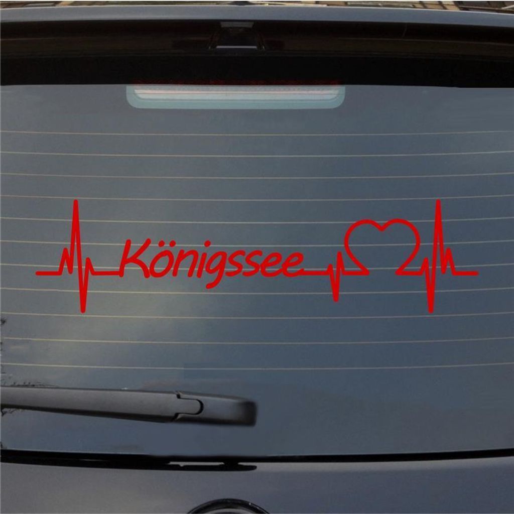 Heckscheibenaufkleber Königssee Herzschlag Puls See Sea Liebe 55x14 cm Rot Auto Aufkleber Sticker