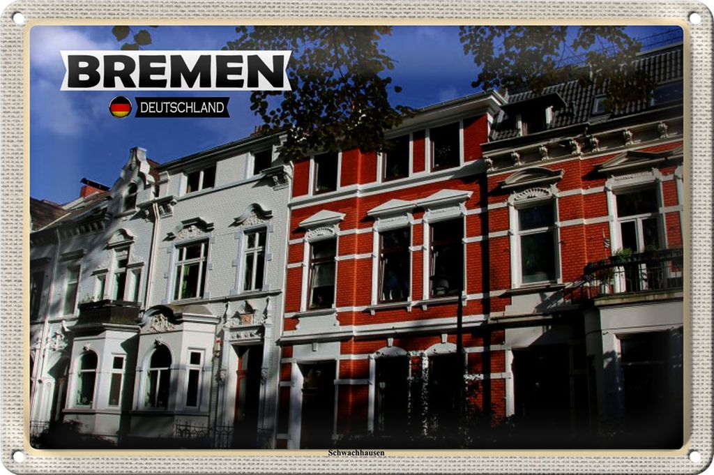 Blechschild Städte Bremen Deutschland Schwachhausen 30x20cm