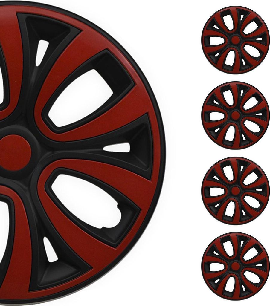 4x Radblenden Radzierblenden Radkappen für 14" Zoll Stahlfelgen Rot Schwarz