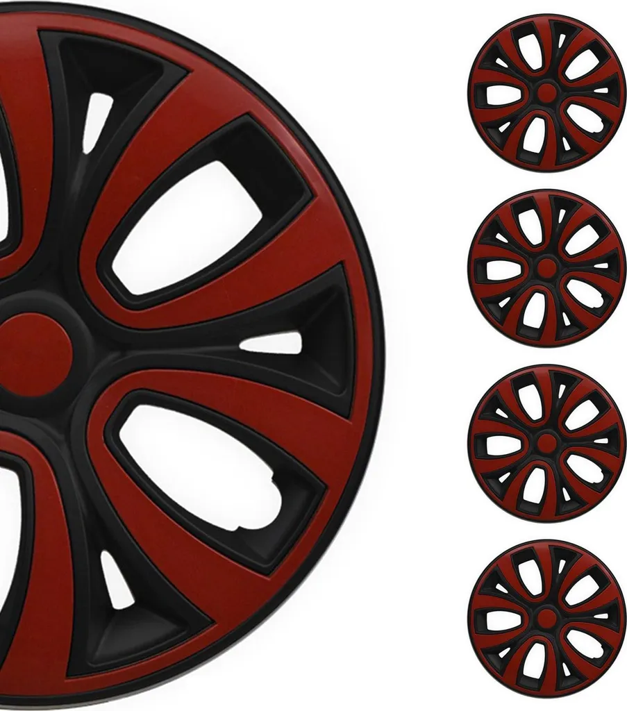 Coprimozzo Auto 15'' Bicolore Nero/Rosso - Protezione e Stile 4pz