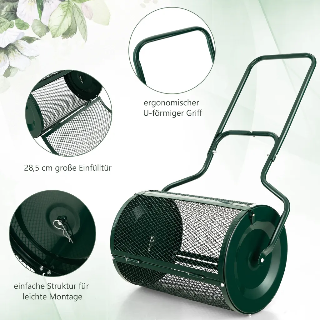 Epandeur de jardin 75L avec panier maille robuste et poignée confort