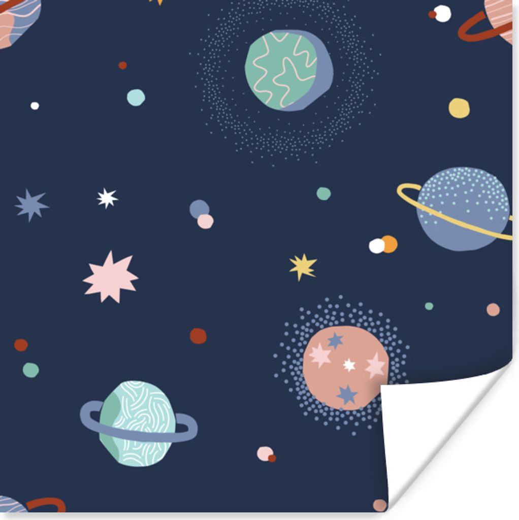 MuchoWow Poster Kind - Sterne - Weltraum 75x75 cm - Wand Dekoration
