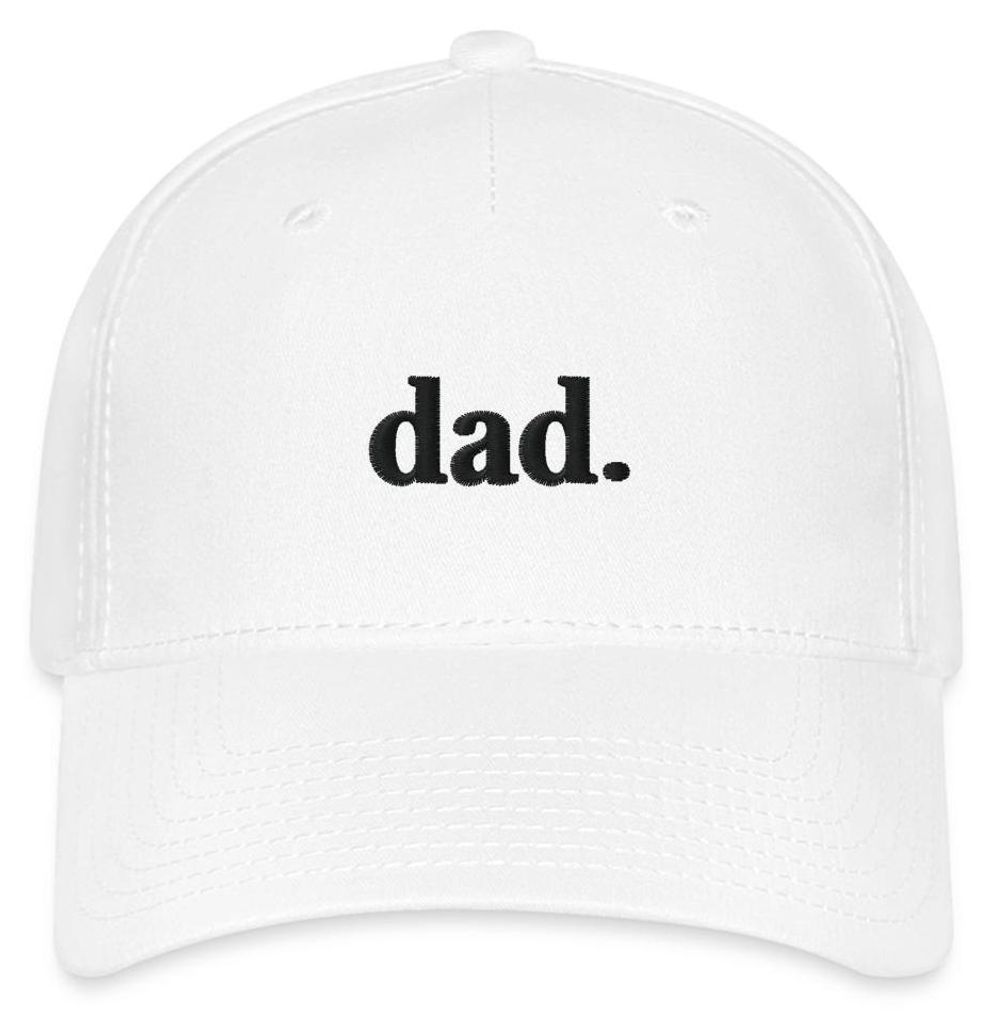 Spreadshirt Dad Schriftzug Stickerei Flexfit Cap, L/XL (Caps), Weiß