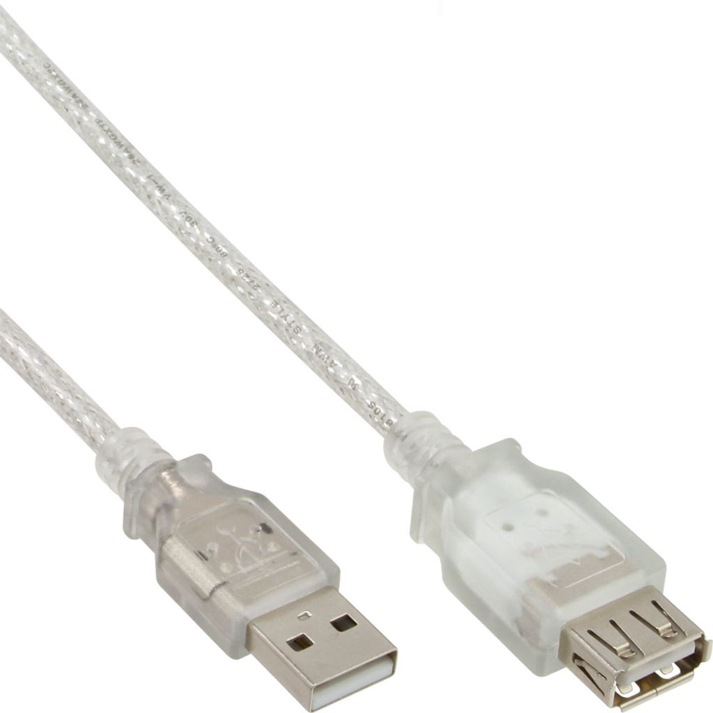 InLine USB 2.0 Verlängerung, St/Bu, Typ A, transparent, 0,5m