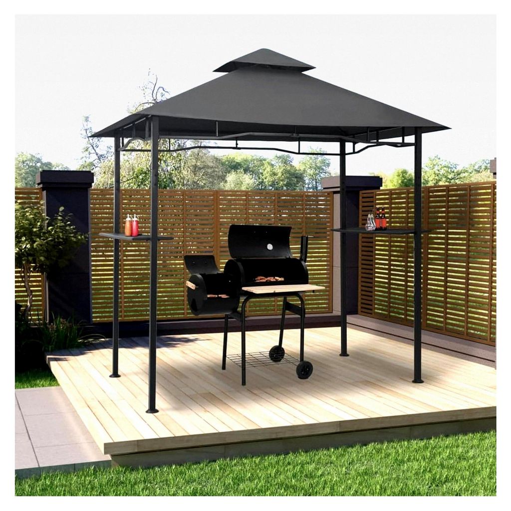 Grillpavillon 240x150x255 cm Anthrazit Stahl Wasserdicht Stabil Winterfest