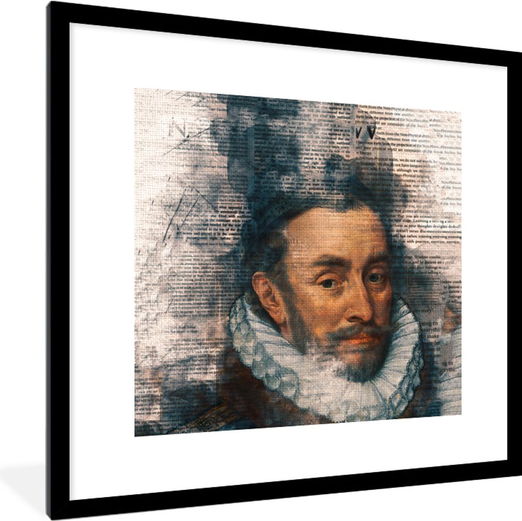 MuchoWow MuchoWow Gerahmtes Poster Wilhelm von Oranien - Zeitungsartikel - Kunst 40x40 cm - Poster mit zchwarzem Bilderrahmen - Poster - Plakat...