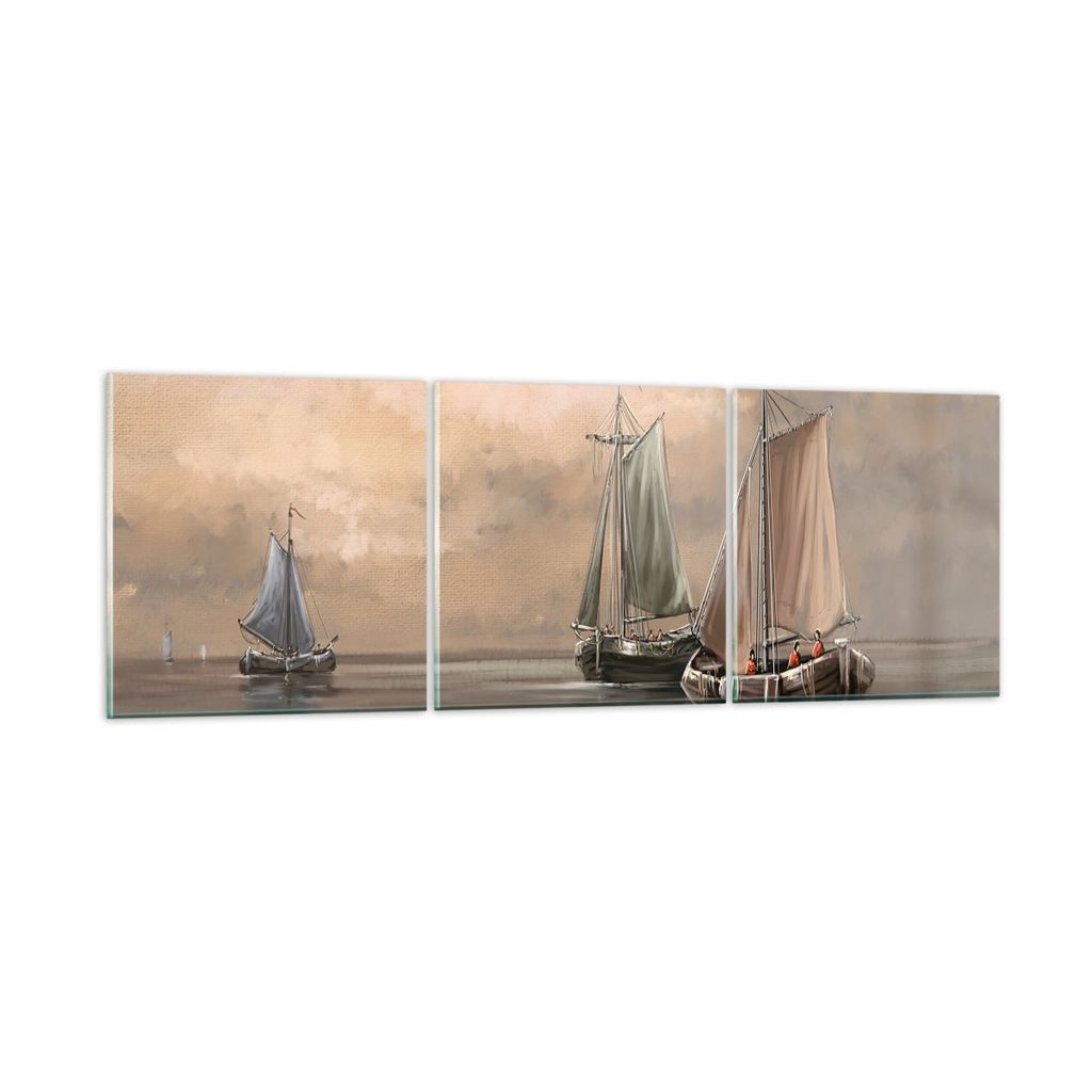 Bilder auf glas - Meer Boot Fischer - 120x40cm - Glasbilder - Wandbilder - Kunstdruck - zum Aufhängen bereit - Wanddekoration aus Glas - Glas Bild...