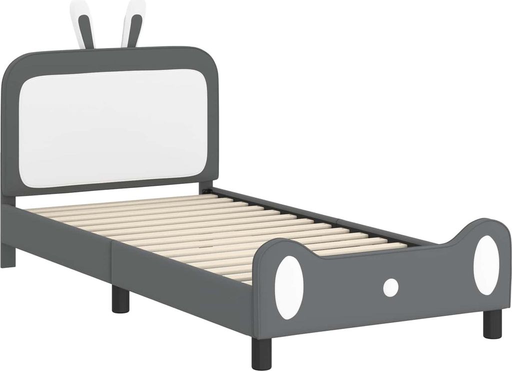 Kinderbettgestell mit Kopfteil Hellgrau 90 x 200 cm PU