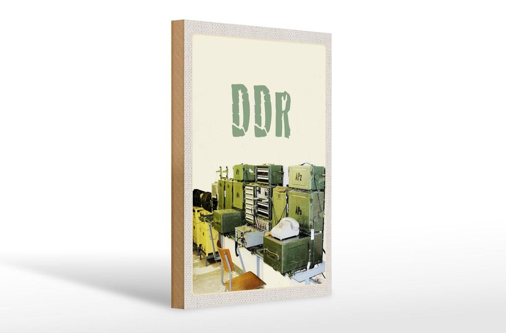 Holzschild Reise 20x30cm Berlin Deutschland DDR Telefon