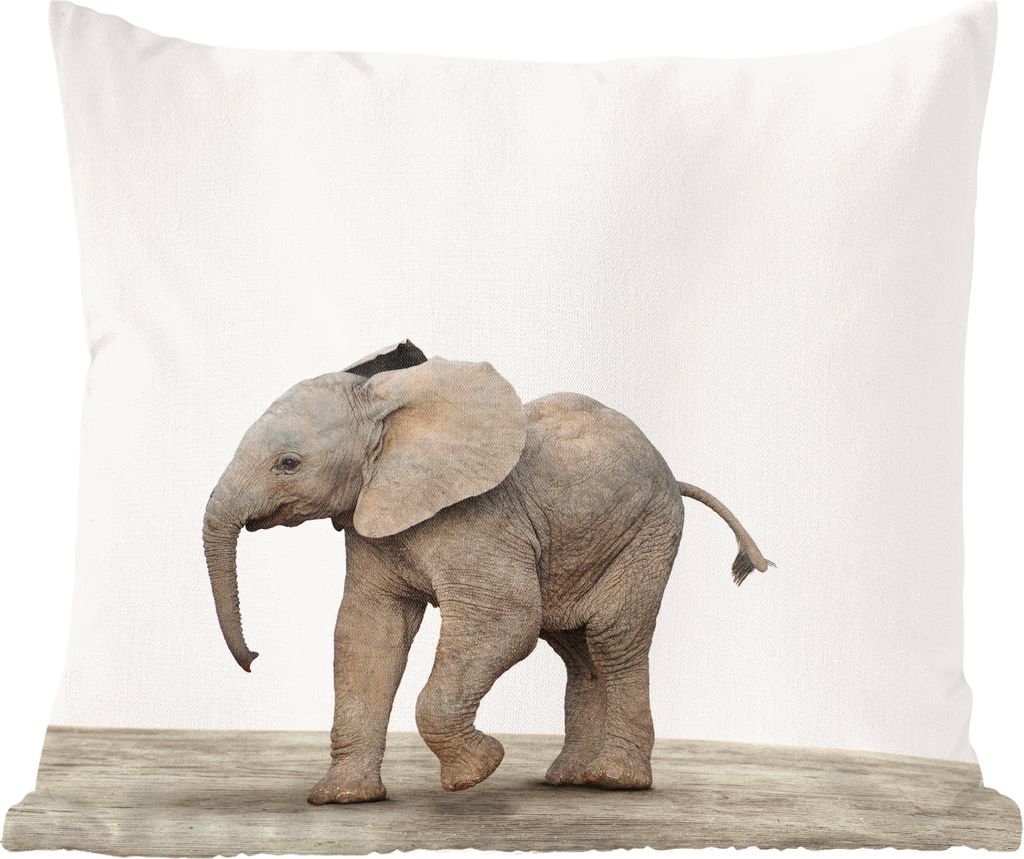 MuchoWow Zierkissen Sofakissen Wohnzimmer Dekokissen 50x50 cm Tiere - Grau - Elefant - Komfort - Sofakissen