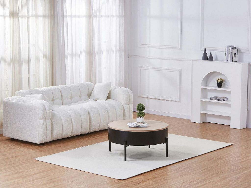 Couchtisch mit hochklappbarer Tischplatte - MDF & Metall - Schwarz & Natur - NIMORA