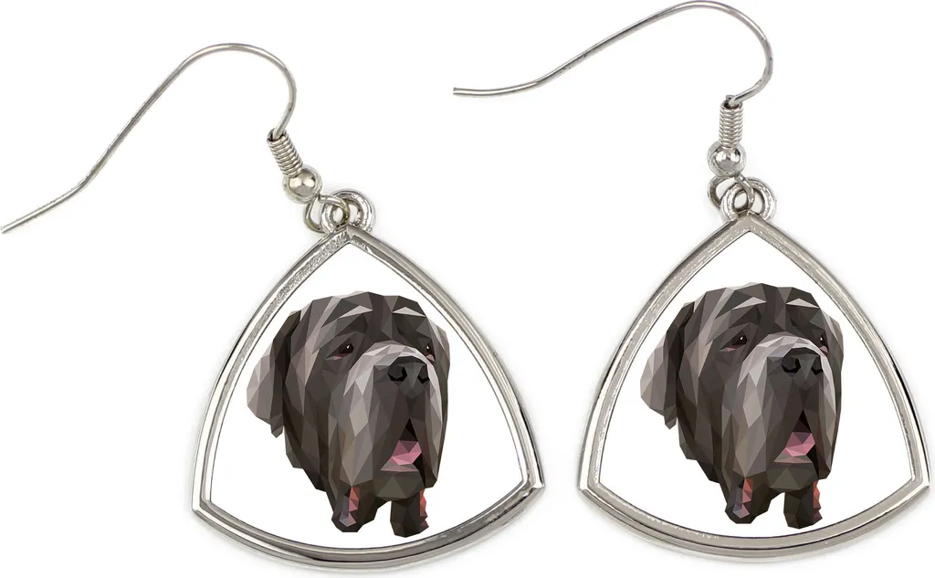 Mastino Napoletano, Mastino Napoletano - Orecchini con un'immagine e la scritta "Cane geometrico" di Art-Dog