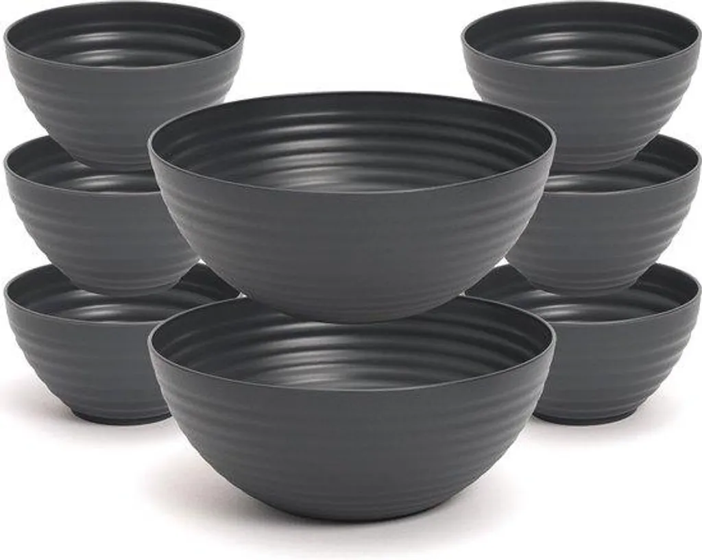 Lot de 8 Boîtes de Conservation Anthracite, Sans BPA, 2x3,35L et 6x0,84L