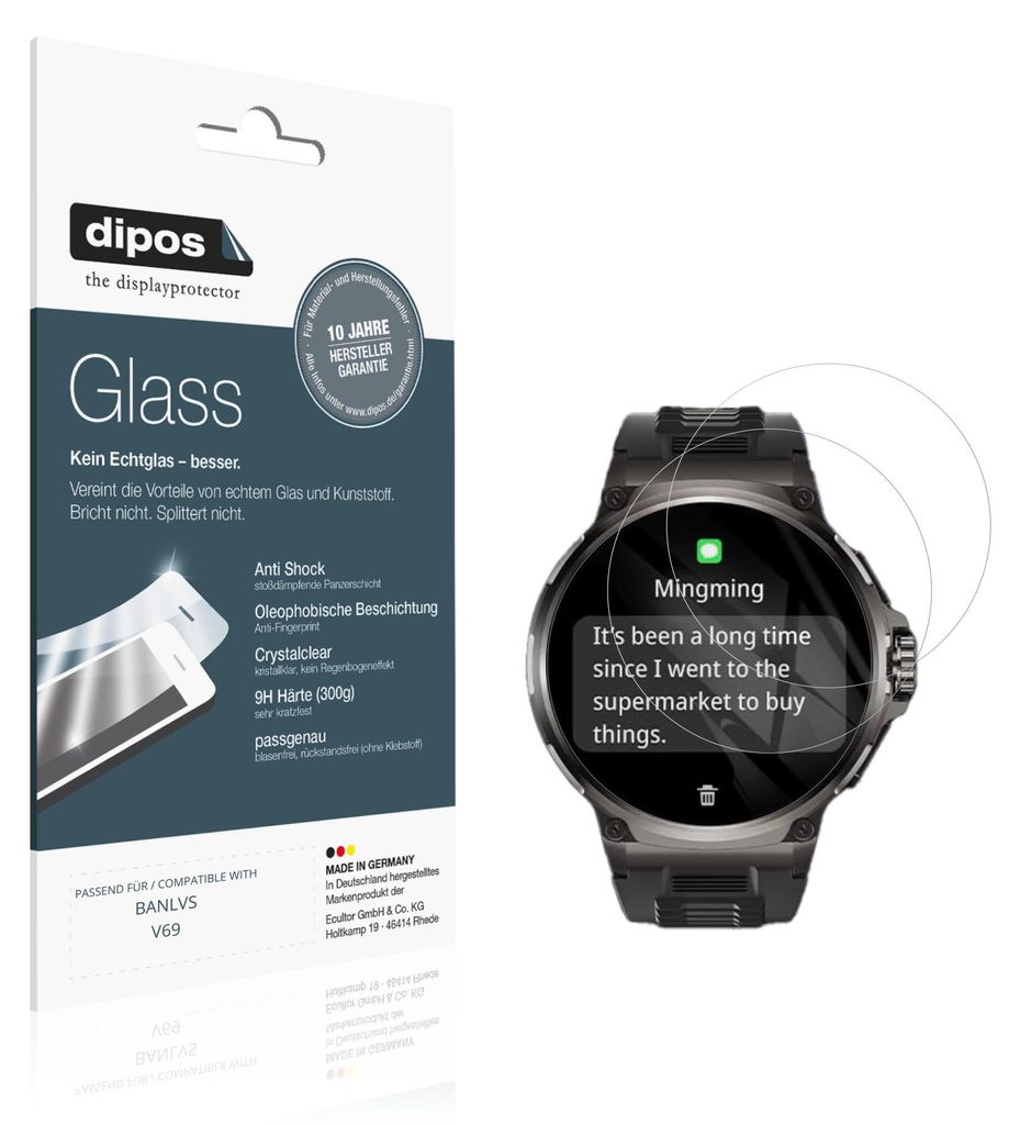 2x Schutzfolie für BANLVS V69 - Anti-Shock 9H Folie dipos Glass Kunststoffglas