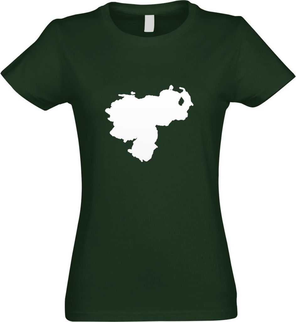 Kiwistar - T-Shirt tailliert - Damen - flaschengrün - Venezuela Umriss Kontur - mit Motiv Bedruckt - Funshirt Design - Sport - Freizeit - Damen - XL