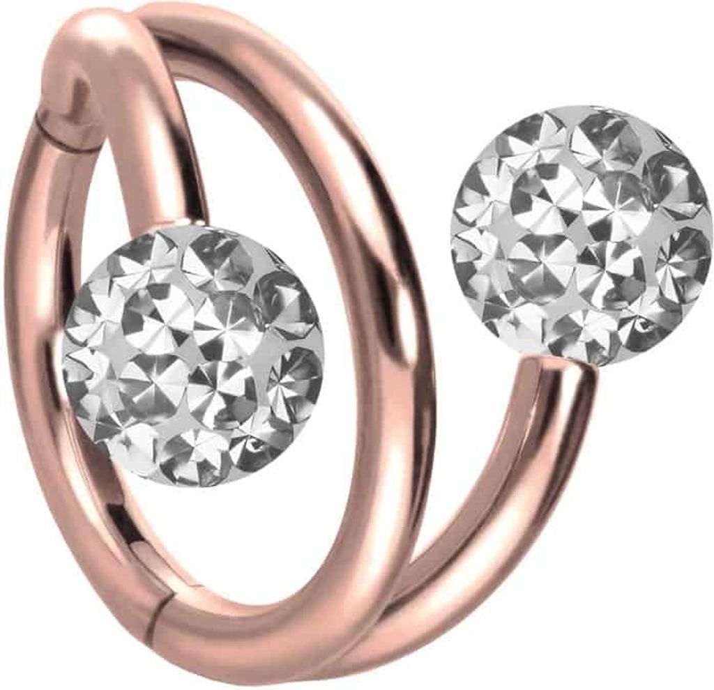 Ohrpiercing, Nasenpiercing, Septum Piercing Titan Segmentring Clicker mit Innengewinde 3 RINGE + 2 EPOXY-KUGELN RoséGold Innendurchmesser: 12mm | ...