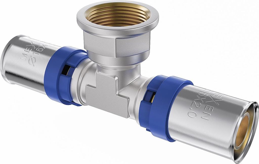 Mexen PEX-P Pressfitting-T-Stück, verpresst PEX 16 x 1/2 IG x 16 - W97132-1612F16-00