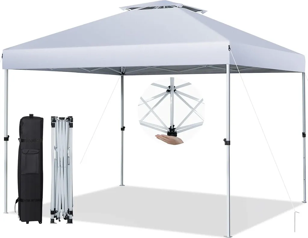 Pavillon de jardin 3x3m pliable avec protection UV 50+ et hauteur réglable