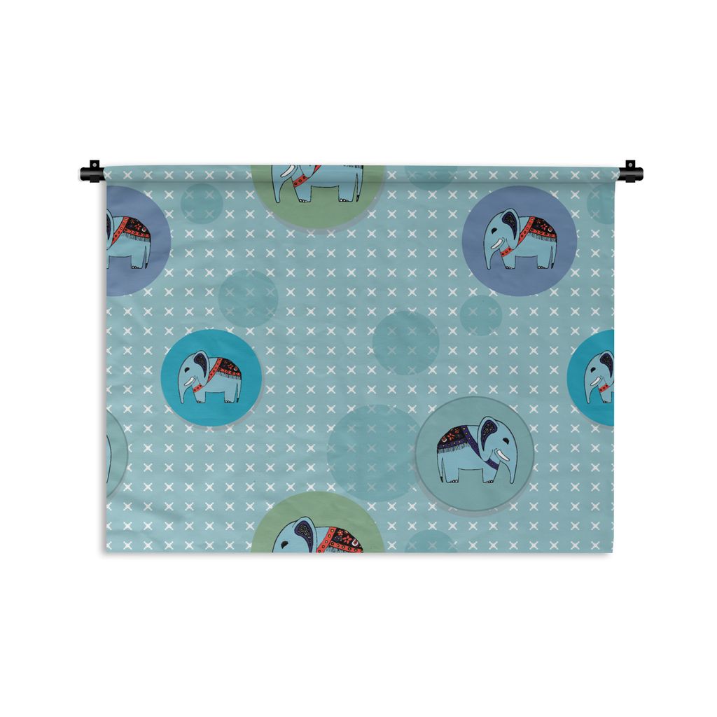 MuchoWow Wandteppich Wandbehang Elefant - Punkte - Design 60x45 cm Tapisserie Dekoration Wandtuch - Das Schlafzimmer