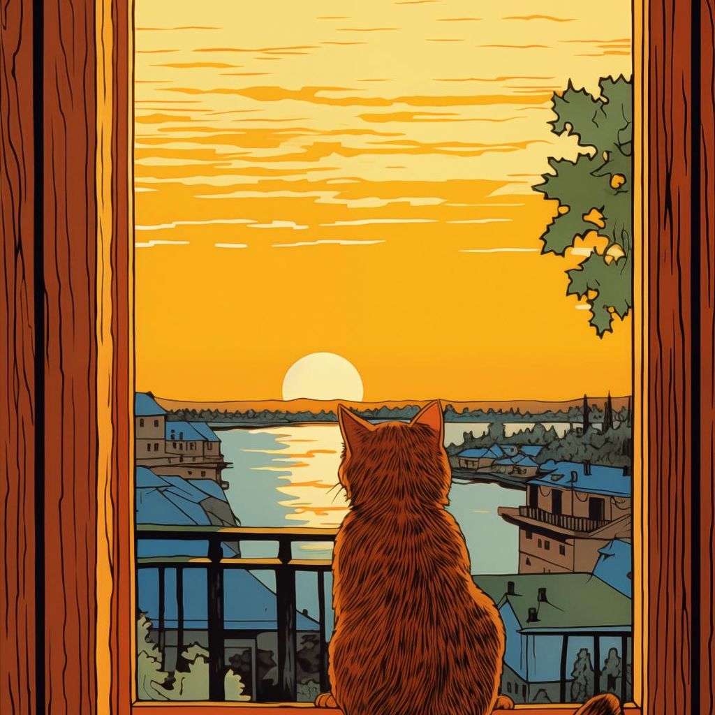 Plakat 40x40cm Sonnenuntergang durch Katzenaugen