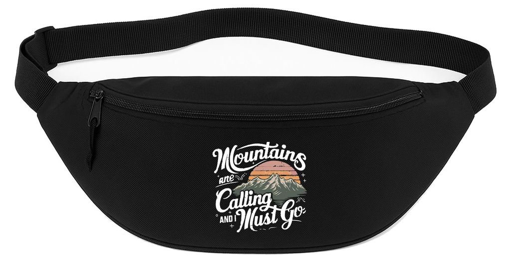 Huuraa Bauchtasche Mountains are calling and i must go 2,5 Liter Black Polyester Crossbody Bag Geschenkidee