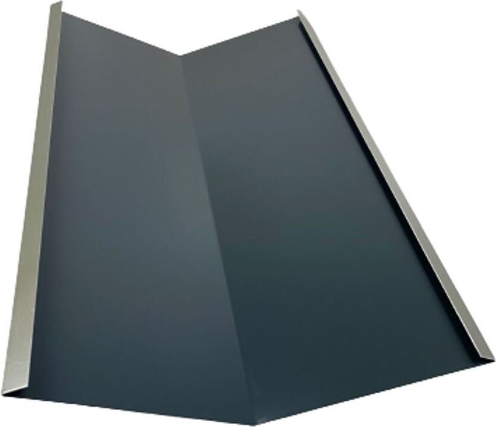 A dark gray, V-shaped metal profile with silver trim on the edges, presented against a white background.