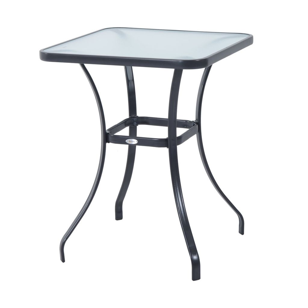 Metall Bistrotisch schwarz rund oder eckig Glastisch Gartentisch Balkontisch 