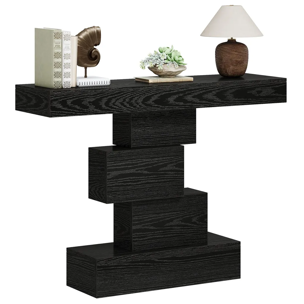 Table d'entrée design avec socle géométrique stable et plateau 108 cm - 13