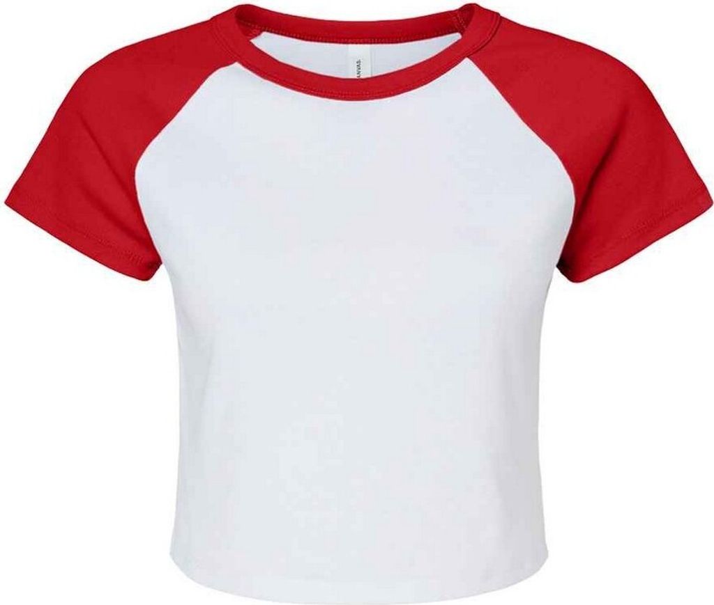 Bella + Canvas - Kurzes Top Raglanärmel für Damen PC7504 (L) (Weiß/Rot)