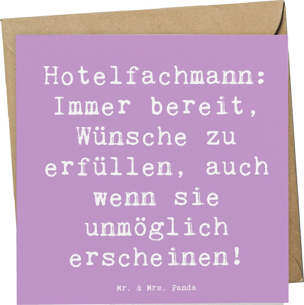 Mr. & Mrs. Panda Grußkarte Spruch Hotelfachmann Zauber - Lavendeltraum - Geschenk, Beruf, Berufsalltag, Teamgeist, Gastzufriedenheit, anlasskarte,...