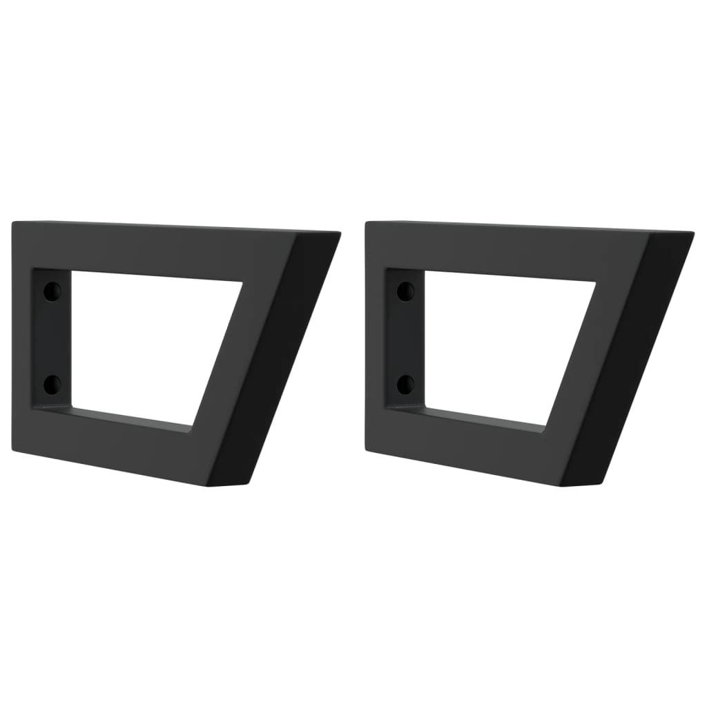 vidaXL Staffe per lavabo 2 pz. acciaio nero trapezoidale Immagine del prodotto 