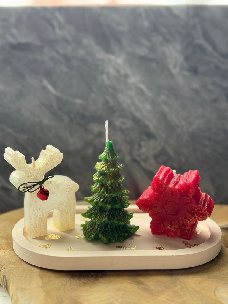 Evila Originals, Christmas Candle Set2, Kerzenset (4 Stück), Mehrfarbig, 100 % BETON, 5 x 5 x 10 cm