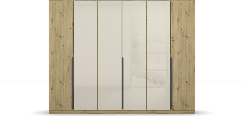 Drehtürenschrank >Artemis< in Eiche Artisan / Glas champagne - glä
