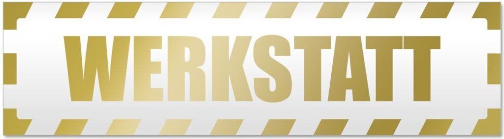 Kiwistar Werkstatt gestreift Magnetschild Schild magnetisch - 30cm Gold - Magnetfolie für Auto PKW Kfz
