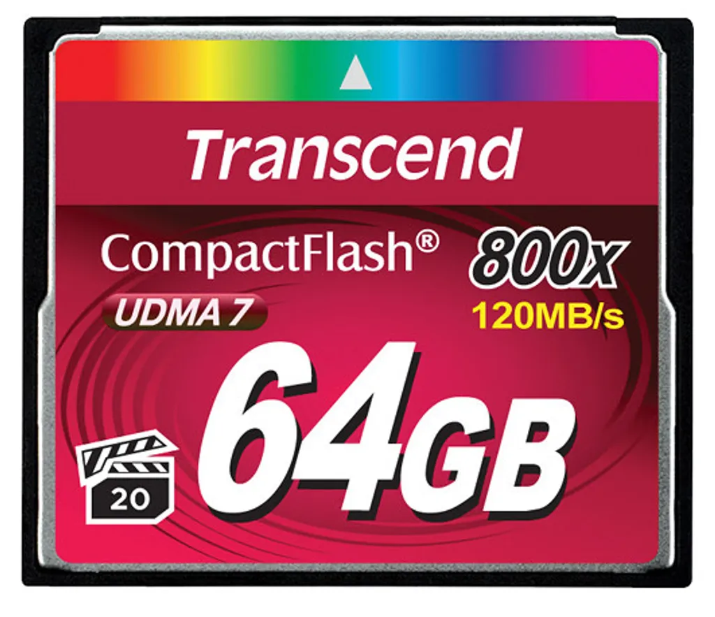 Carte CF 64GB Transcend 800x Vitesse de Transfert Rapide 120 Mo/s Pro