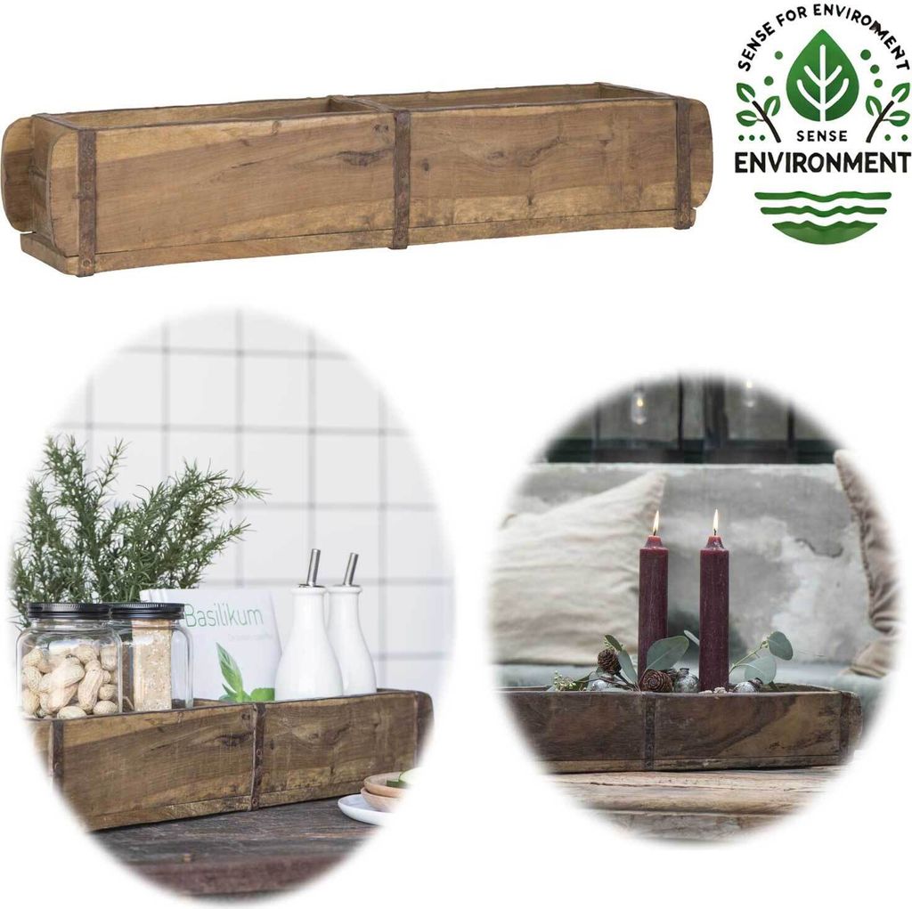 LS-LebenStil Holz Ziegelform Unika 57x15cm Braun ECHTE ALTE Produktbild 
