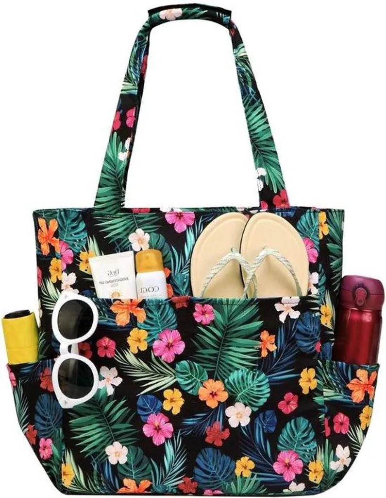 Sac de plage imperméable pliable pour voyage et piscine motif floral