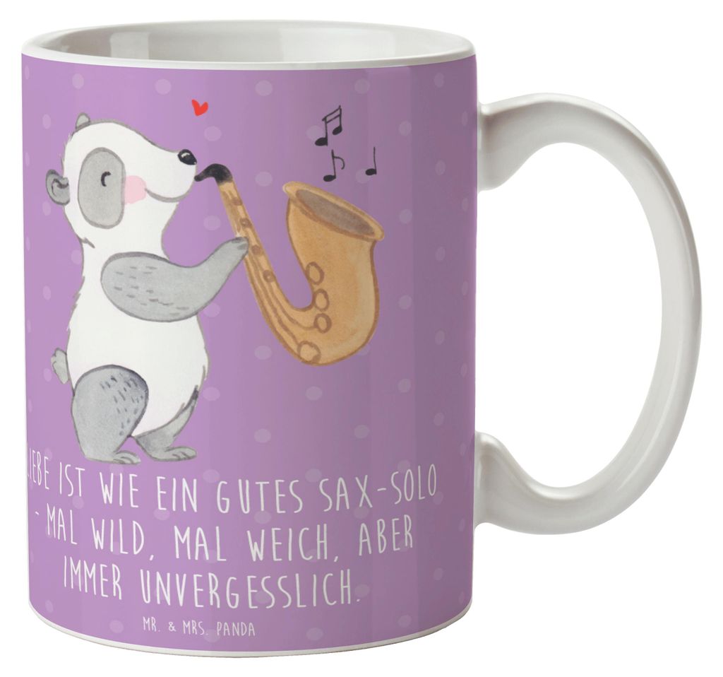 Mr. & Mrs. Panda Kaffeebecher Saxophon Liebe - Lavendeltraum - Geschenk, Instrument, Musik, Teetasse, Musiker, Lernen, Solo, Emotionen, Blues, Tass...