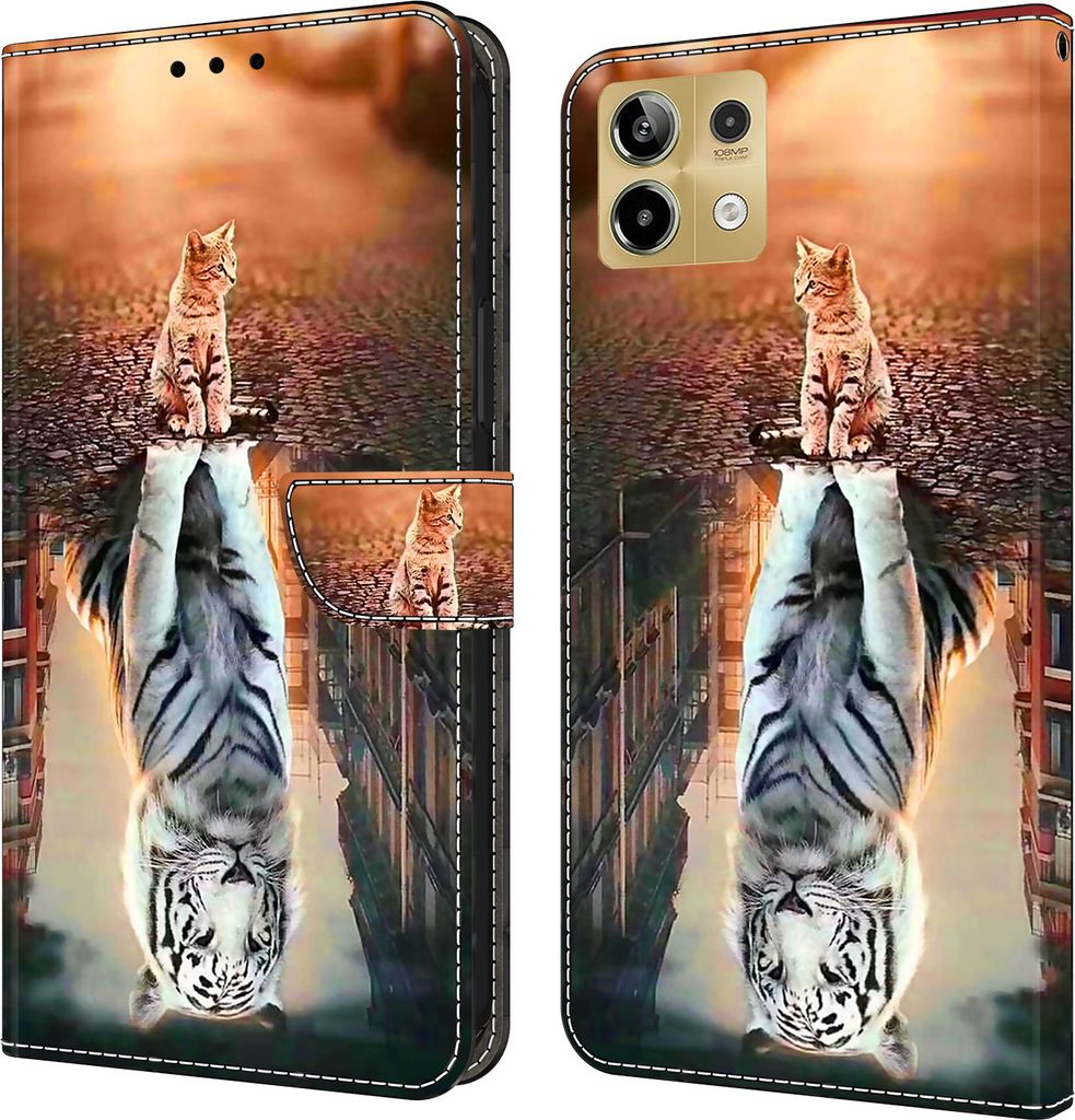 CLM-Tech Handyhülle kompatibel mit Xiaomi Redmi Note 13 5G Hülle - Tasche aus Kunstleder - Klapphülle mit Ständer und Kartenfächern - Schutzh...
