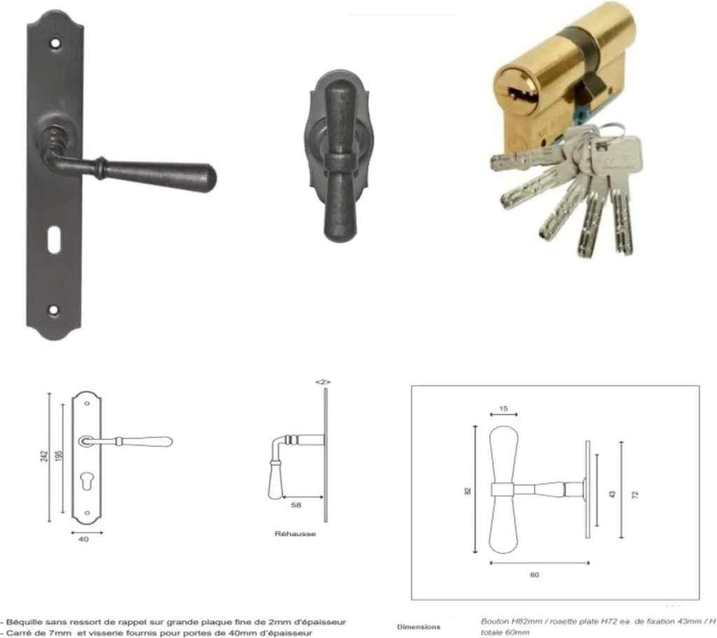 Réparer sa Porte d'Entrée : Poignée, Barillet et Bouton 010403RFP Inox