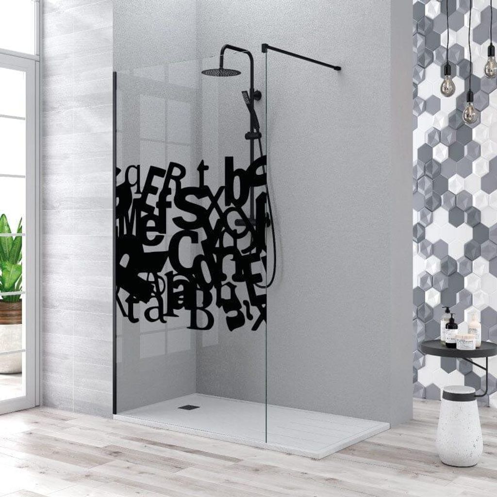 Walk In Duschwand MANACOR schwarz- Glas 8mm 110 cm