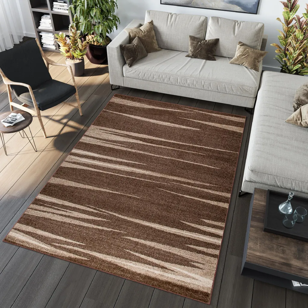 Tapis Moderne Effet Chiné Marron et Beige 240x330 cm Style Scandinave